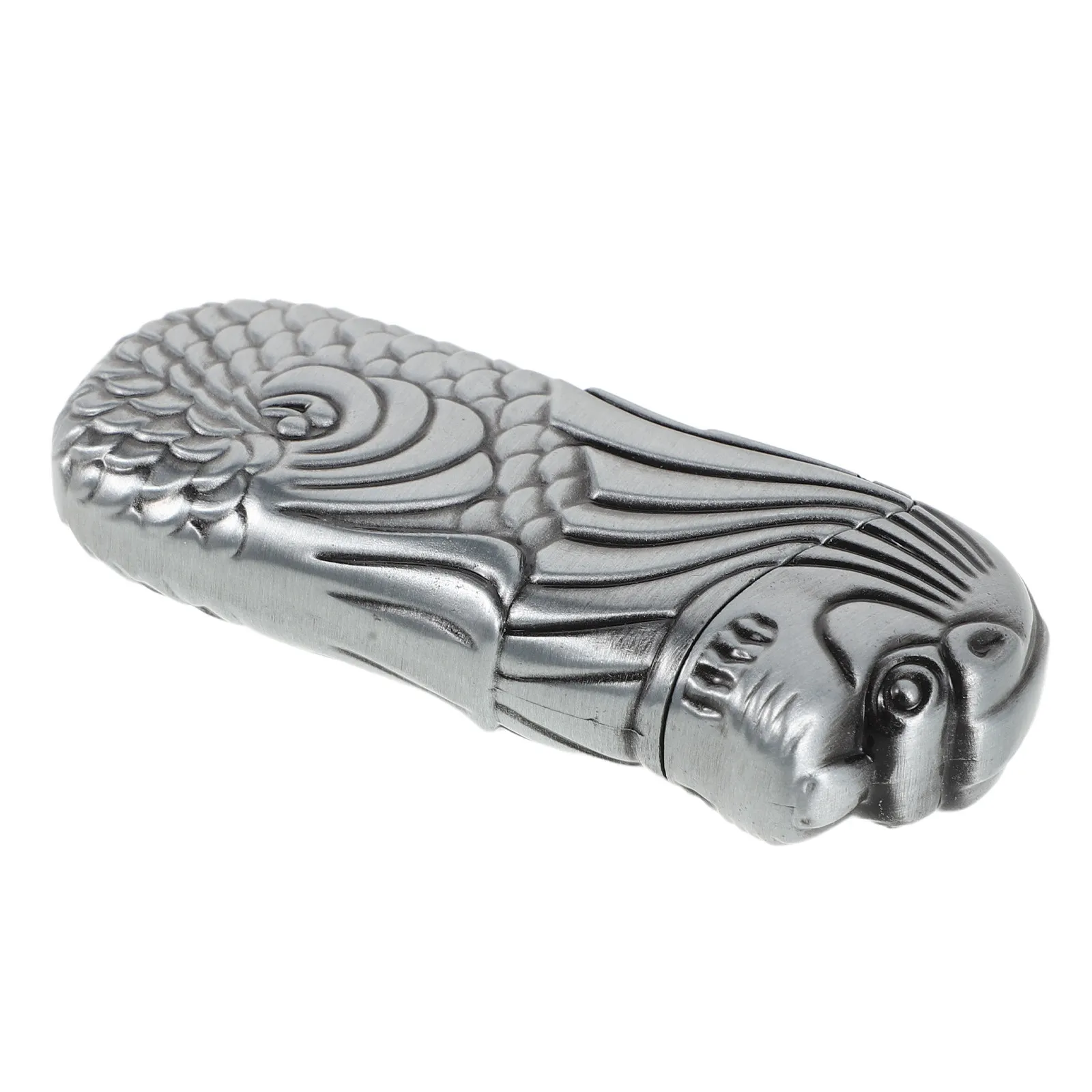 Fire Lighter Explosion-proof Case Fish Scale Flint Wheel Arc Camping Cigarette Silver Backpacking