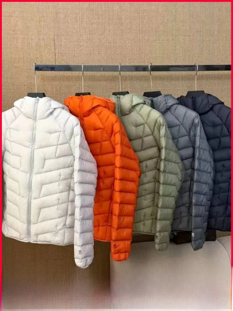 

Outdoor 0D Nylon Lightweight High Lo 85 down Hooded Jaet Couples Sle Warmth Windproof Mountain Climbing Casual Wear