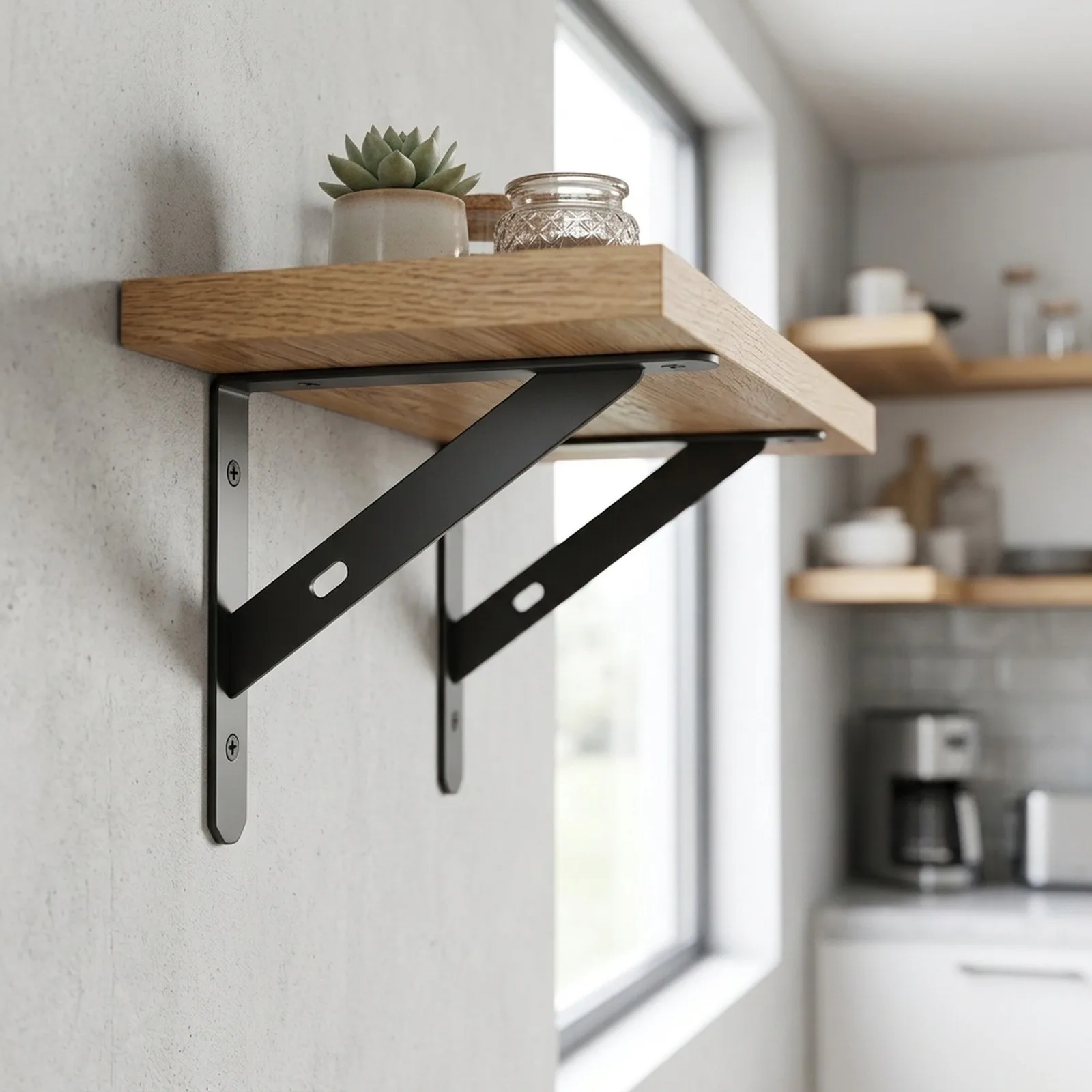For 2 Pack Right Angle Metal Brackets for Securing Wooden or Composite Shelves to Walls in Home and Workspace Settings
