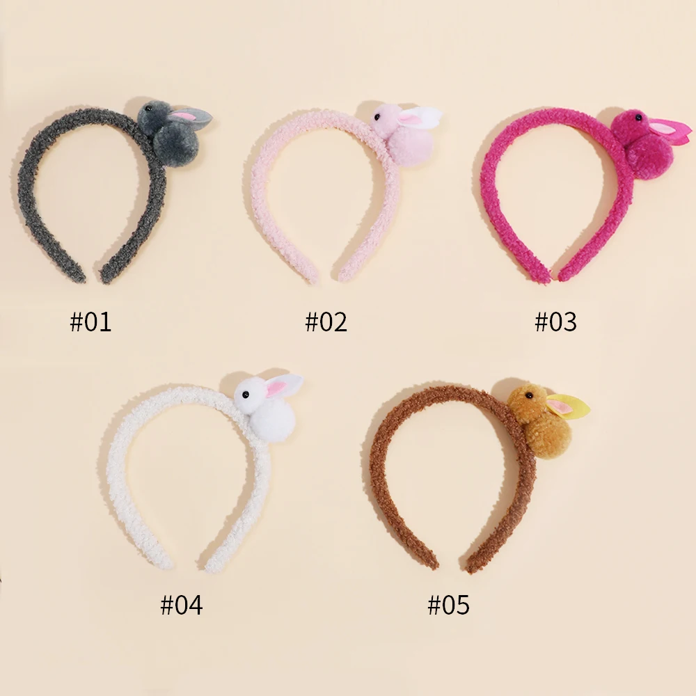 Cute Rabbit Headbands for Kids Girls Headwear Teddy Fur Lamb Wool Hair Band For for Women Girls Turban Easter Hair Accessories