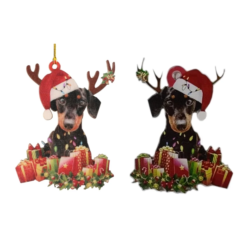 เครื่องประดับสุนัขคริสต์มาสไม้ Xma Tree ป้ายแขวนรูปปั้นตกแต่งจี้ Drop Ship