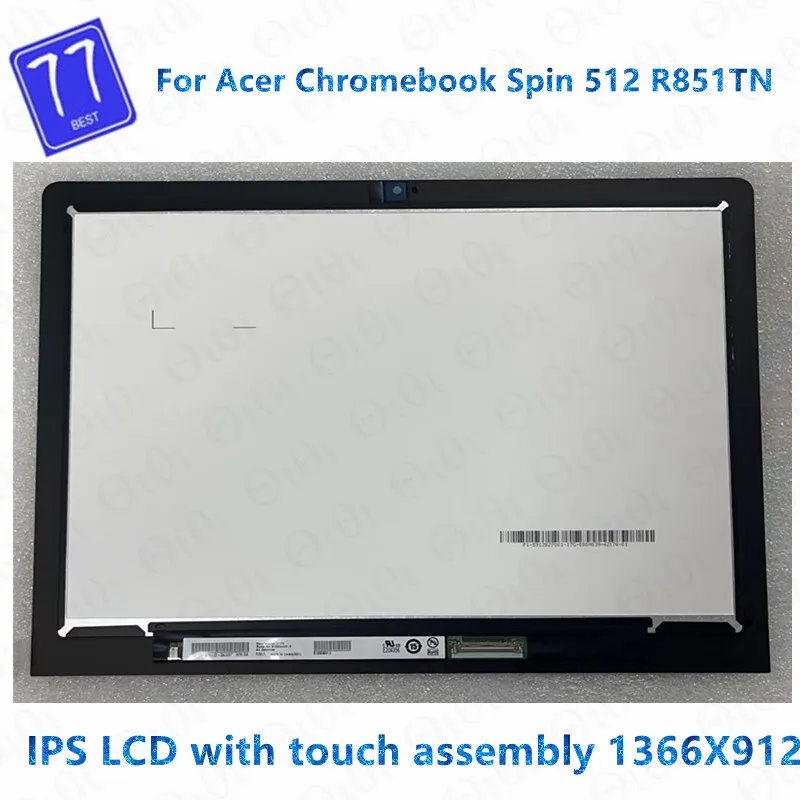 ทดสอบดี12.0 "B120XAB01.0 LED หน้าจอสัมผัส LCD Digitizer จอแสดงผลสำหรับ Acer Chromebook Spin 512 R851TN 1366X912