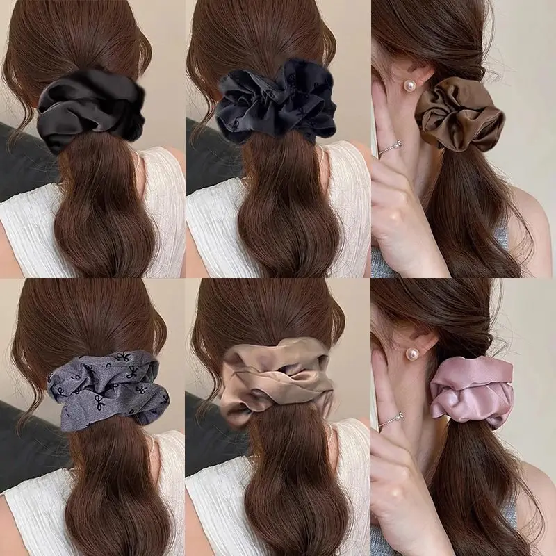 

6 шт./компл. корейский темпераментный атласный держатель для хвоста Lasticity 4 шт./компл. ленты аксессуары для волос повязка на голову Ligas Para Cabello Diademas