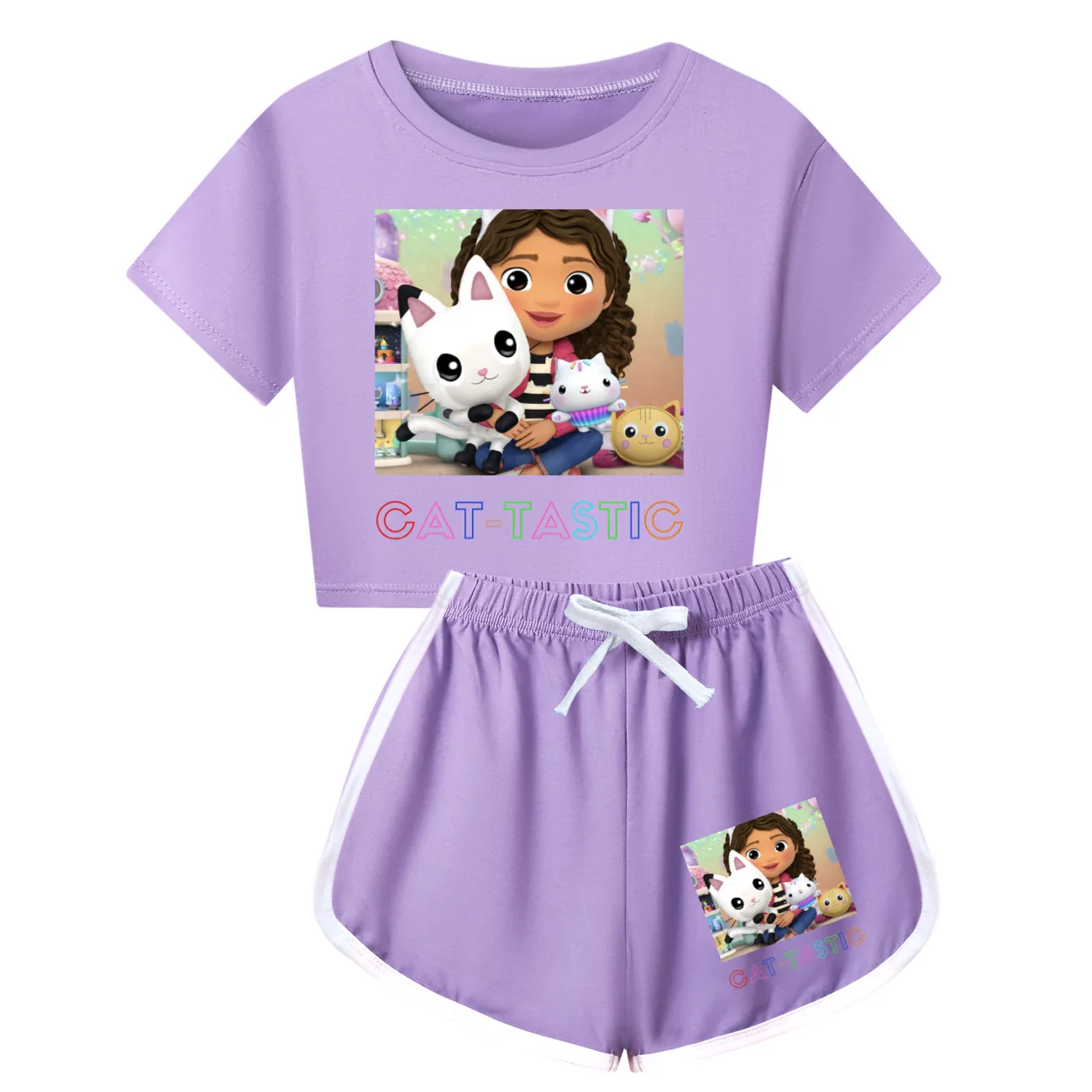 Gabbys Poppenhuiskleding Kids Gabby Katten T-Shirt Shorts 2 Stuks Sets Kinderen Mode Yoga Oefening Sportpak Baby Meisje Outfit Set