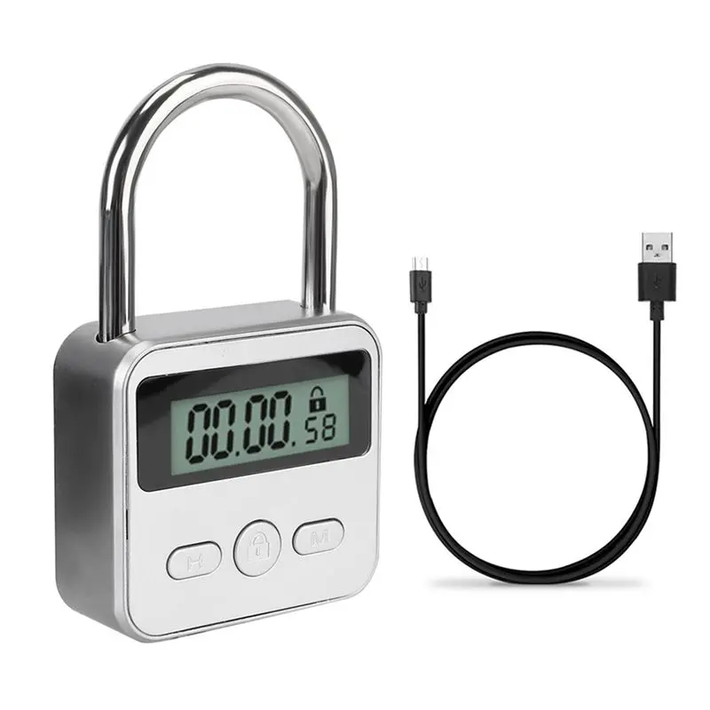 

ABZZ-Smart Time Lock LCD Display Electronic Timer Switch USB Rechargeable Timer Padlock Travel Electronic Timer