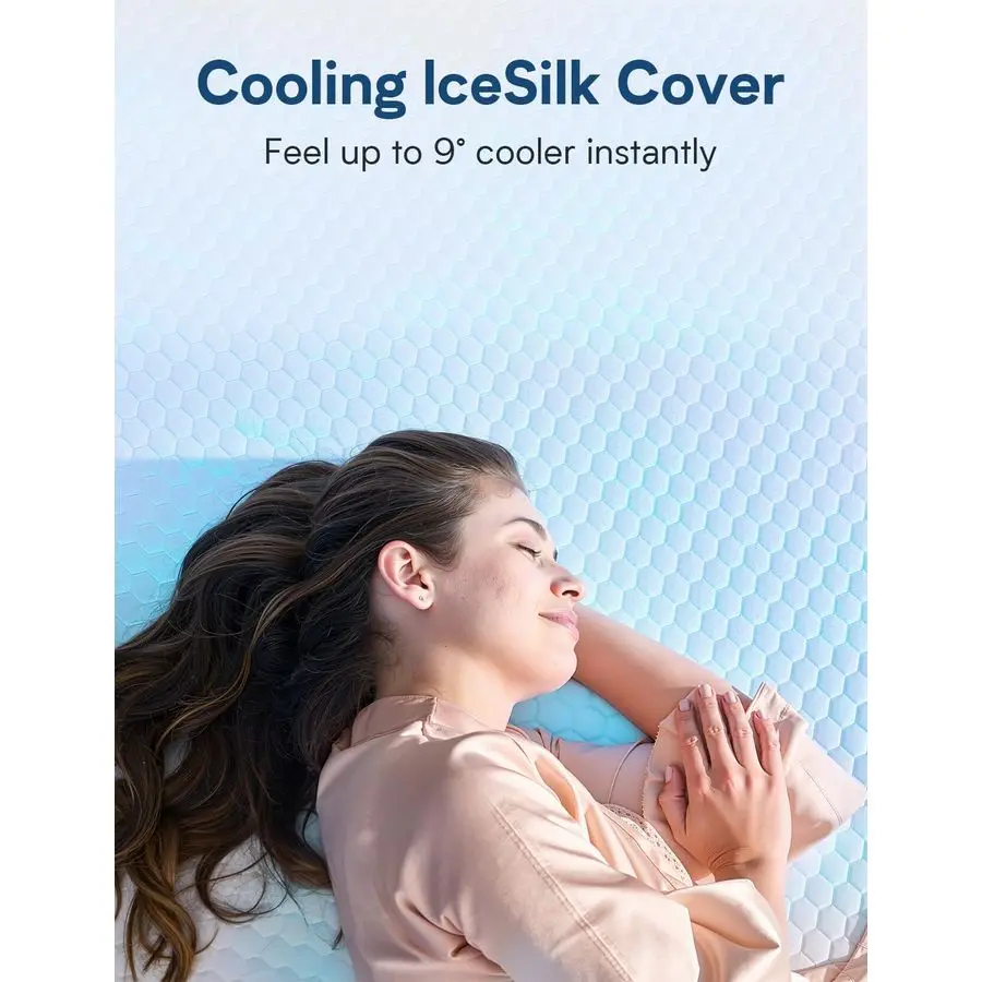 Matelas ferme, matelas en mousse à mémoire de forme gel rafraîchissant de 12 pouces, soulagement des maux de dos, housse en soie glacée rafraîchissante, matelas de lit dans une boîte, CertiPUR