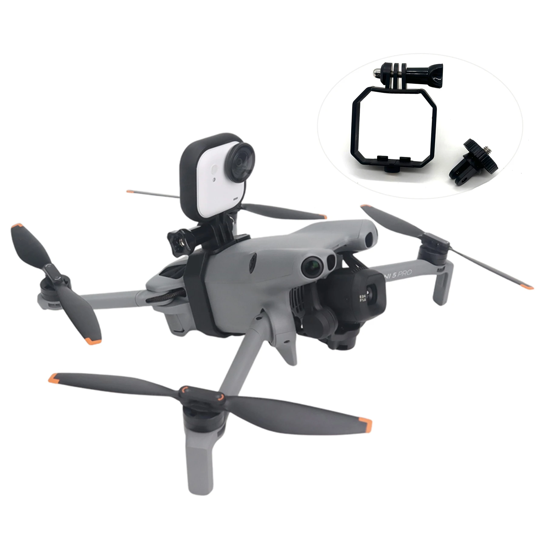 Удлинительный кронштейн Mini 5 Pro, крепление экшн-камеры для Insta360 Go Ultra/X5, верхний крепежный адаптер для аксессуаров DJI Mini 5 Pro