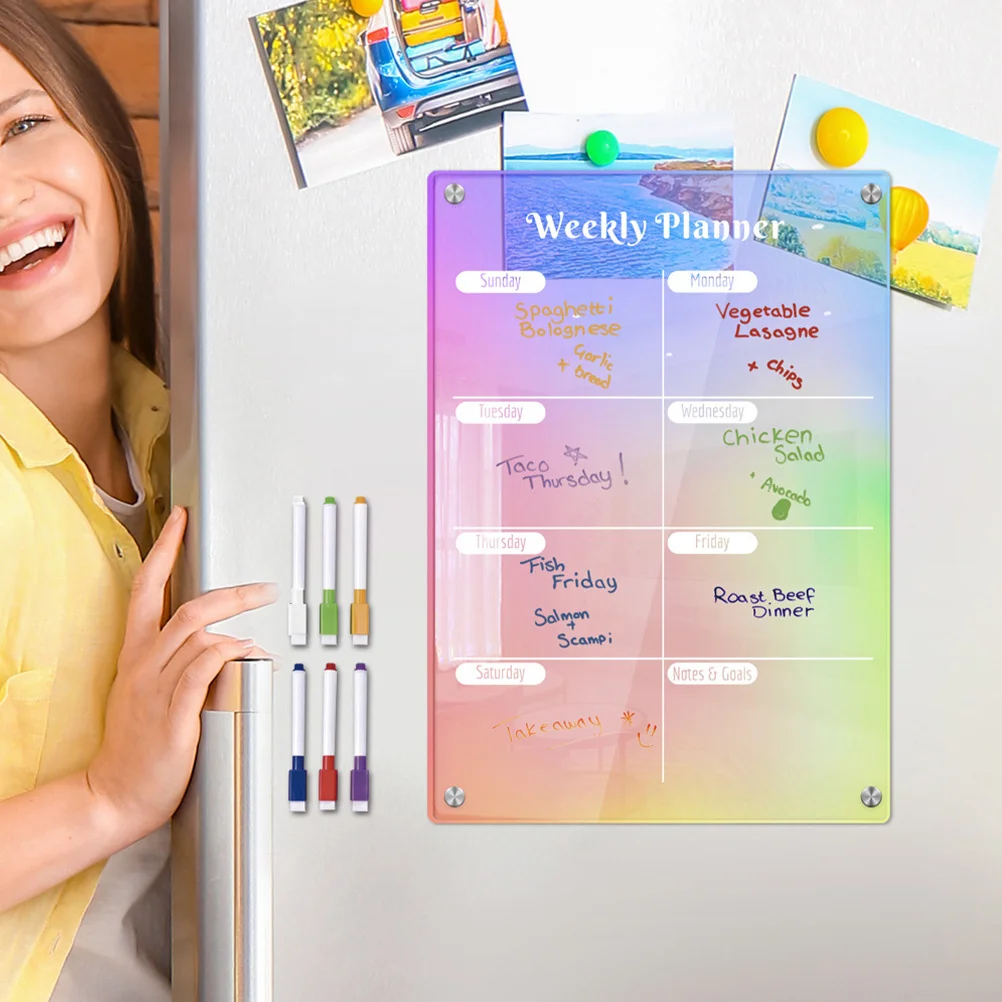 

Dry Erase For Fridge Transparent Acrylic Magnetic Planner Writing Board Kitchen Organizer Schedule Message Board Home Supplies