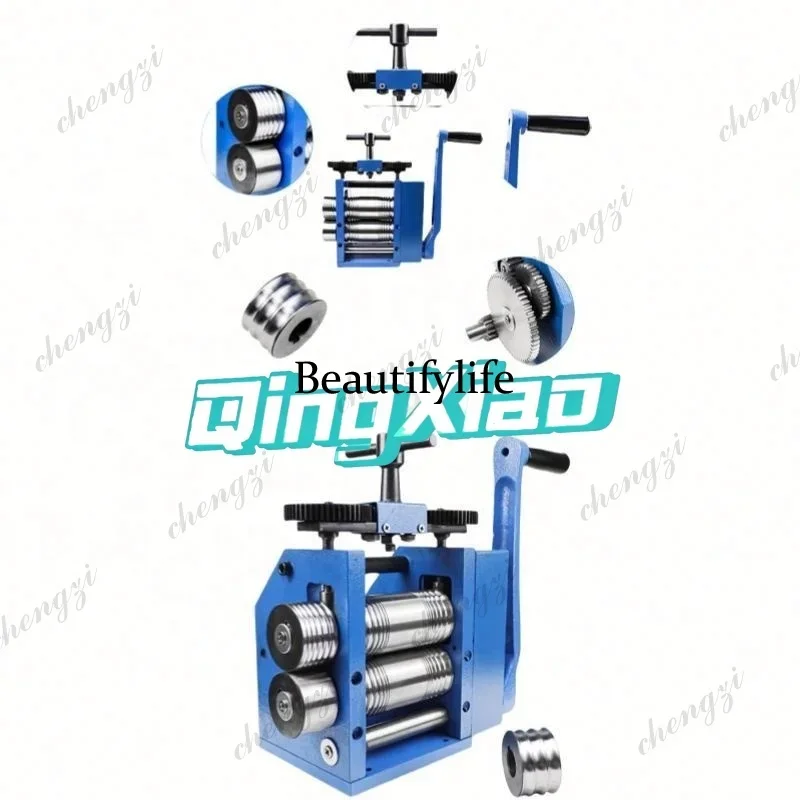 K182 Manual Jewelry Rolling Mill Machine Hand Crank Combination Wire and Sheet Rolling Mill For Gold Silver Processing High Hard