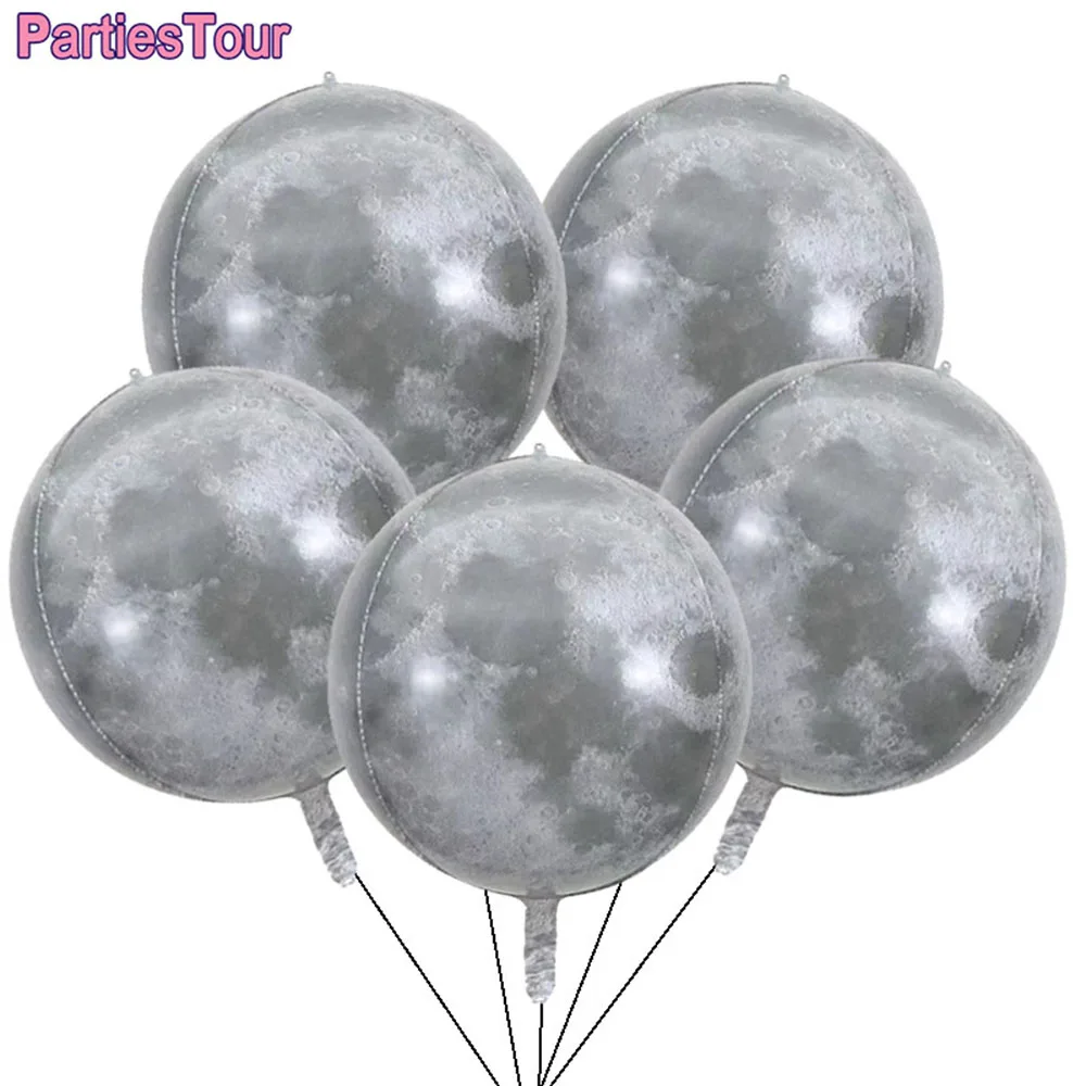 5pcs 22inch 4D Moon Map Balloons World Map Galaxy Planet Globe Earth Balloon Out of Space Theme Party Birthday Decoration Globos