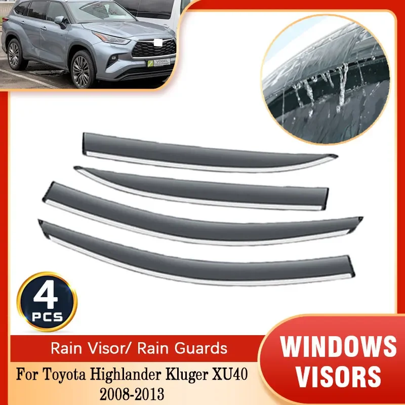 For Toyota Highlander Kluger XU40 2008~2013 Rain Sun Windows Visor Windshield Deflectors Auto Guards Cover Ventilation Accessory