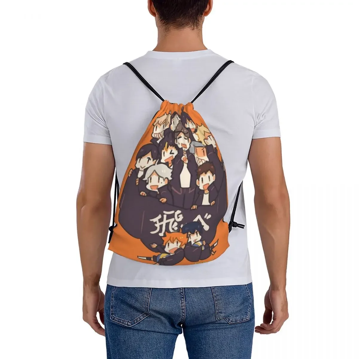 ¡Haikyuu! Team Karasuno-mochila con Cordón portátil para estudiantes, bolsa de almacenamiento con bolsillo, bolsa de viaje