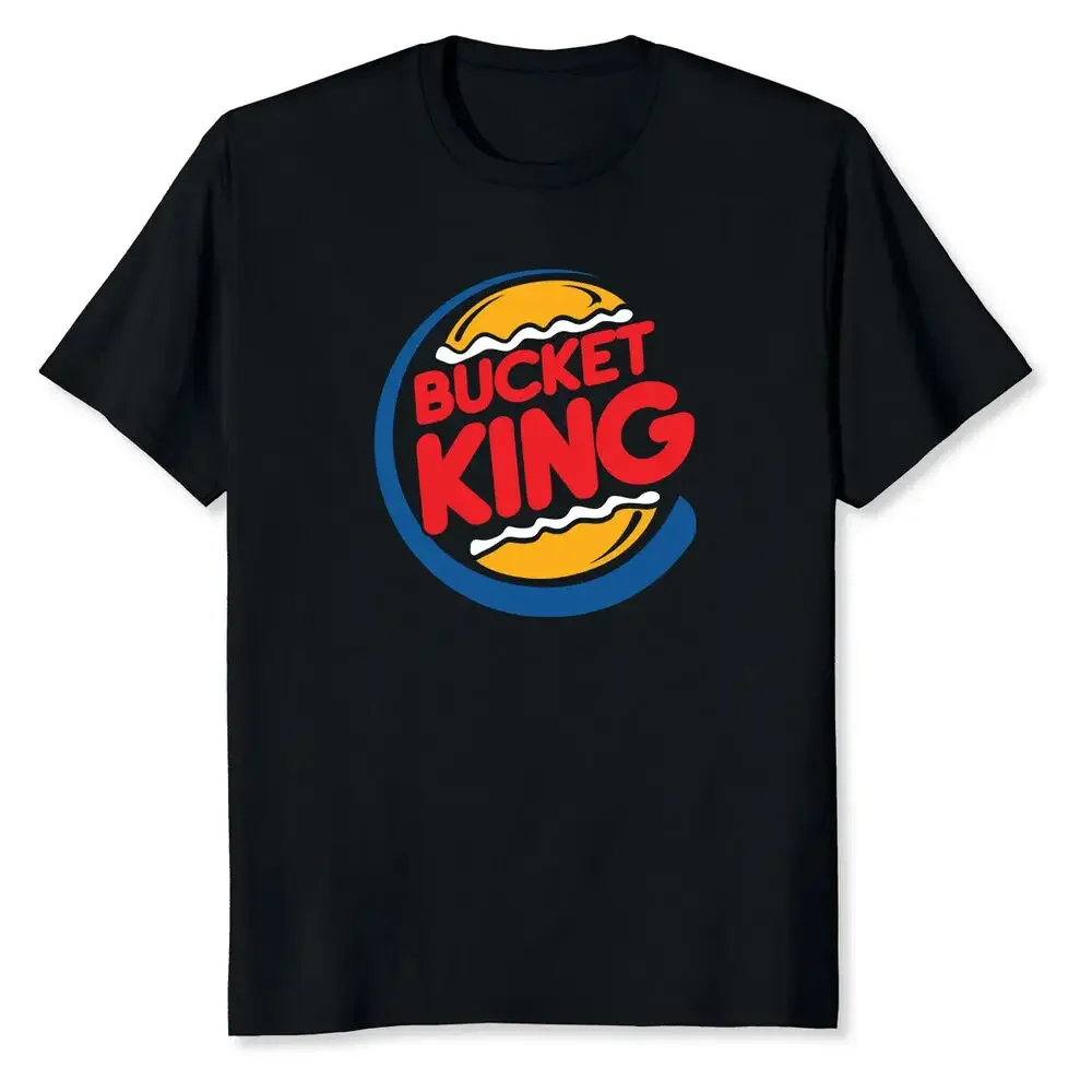 HOT! Bucket King Funny Hamburger Food Basketball Player T-Shirt Size S-5XLHigh Quality 100%Cotton Short Sleeve