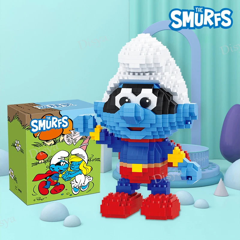 NEW Cartoon Smurfs Mini Blocks Small Bricks Anime Building Collection Toy Figure Kids Gifts Present