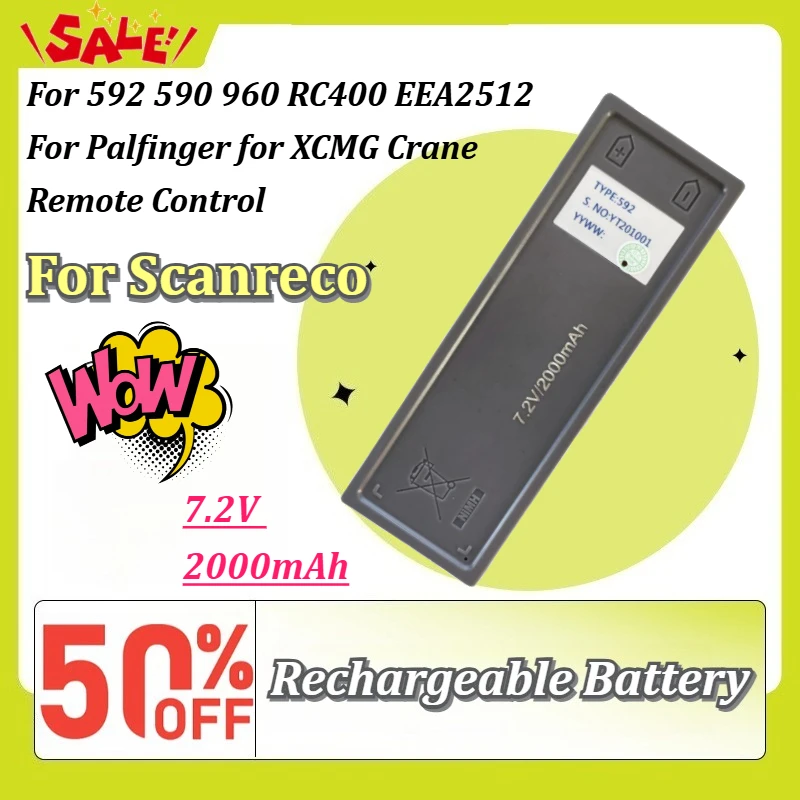 New 7.2V 2000mAh NiMH Replacement Battery for Scanreco 592 590 960 RC400 EEA2512 for Palfinger for XCMG Crane Remote Control