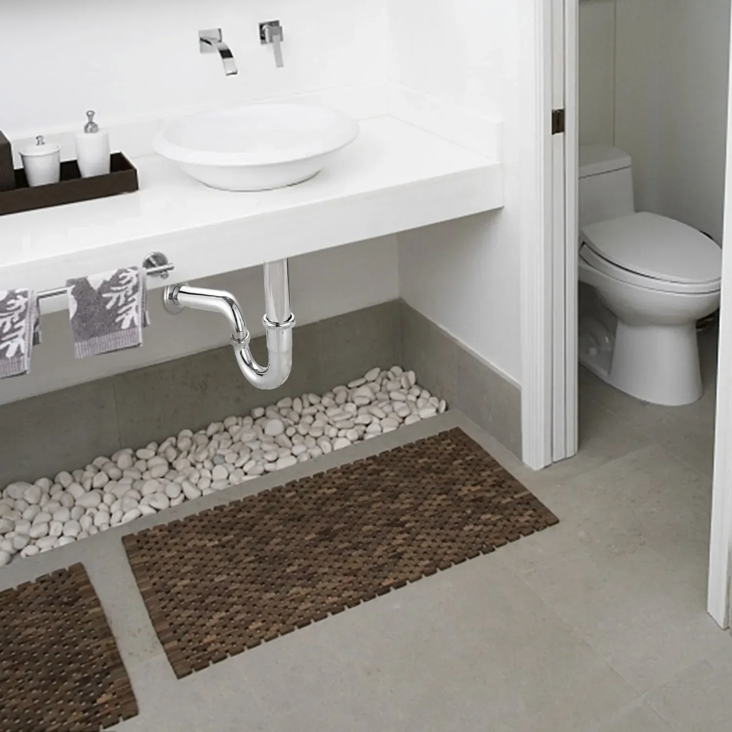 Válvula de drenaje de residuos de acero inoxidable, sifón antiolor, trampa de agua de 1/4 pulgadas x 32mm para lavabo, escurridor, válvula de drenaje, tubería de alcantarillado