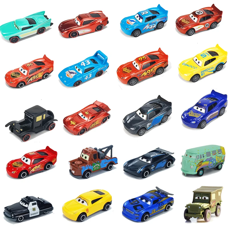 

Disney Pixar Cars Toy Alloy Lightning McQueen Jackson Storm Sheriff Racers Collection Minivan Diecast Metal Model Kids Gift