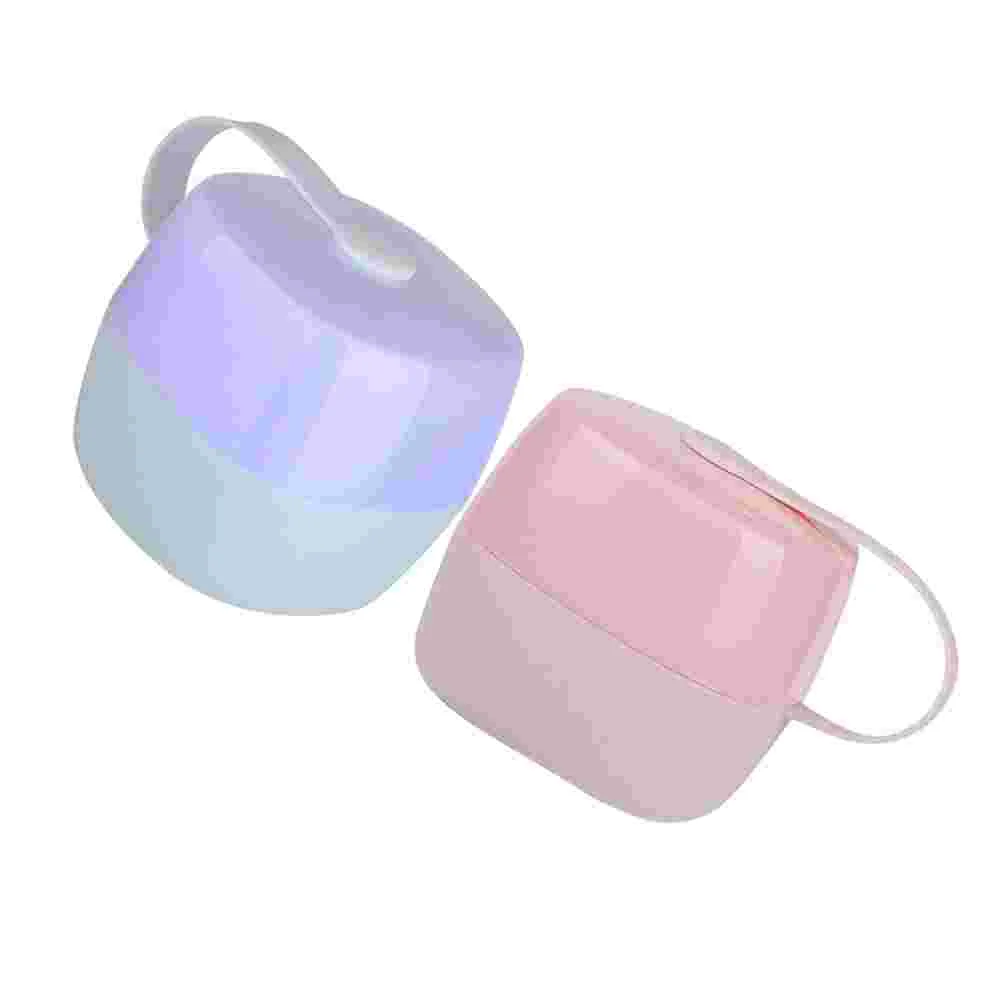 2pcs Portable Baby Pacifier Boxes Finger -percha Storage Case Mouth Pacifier Boxes Storage Boxes(Purple + Pink)