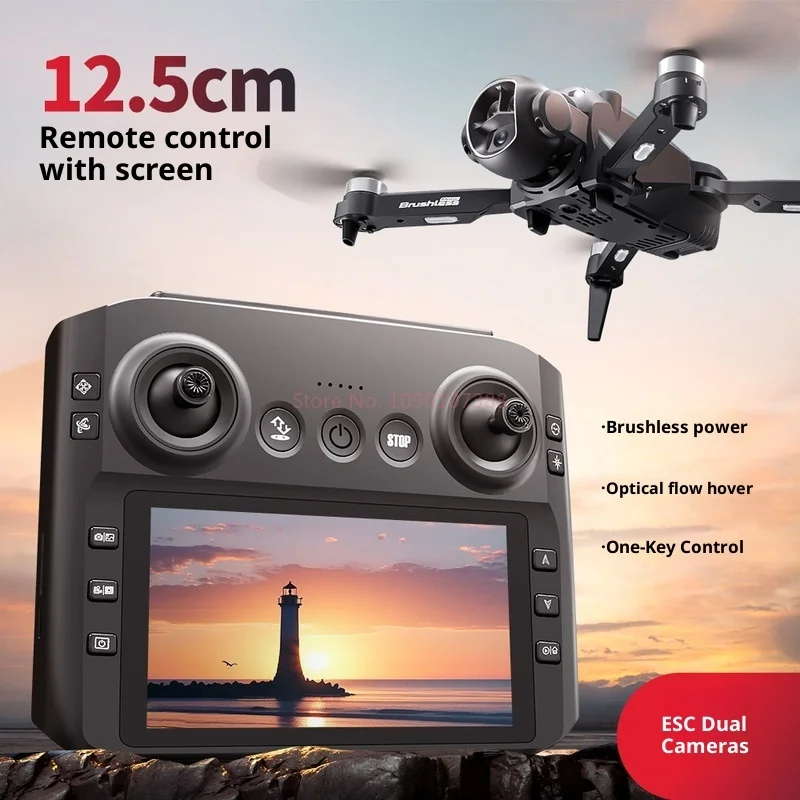 M7 GPS FPV Drone with Screen Controller 4K Dual Camera 360° Obstacle Avoidance HD RC Quadcopter Foldable Airplane for Adults Beg