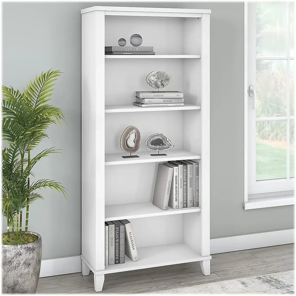 5-Shelf 65-Inch H Bookcase, White