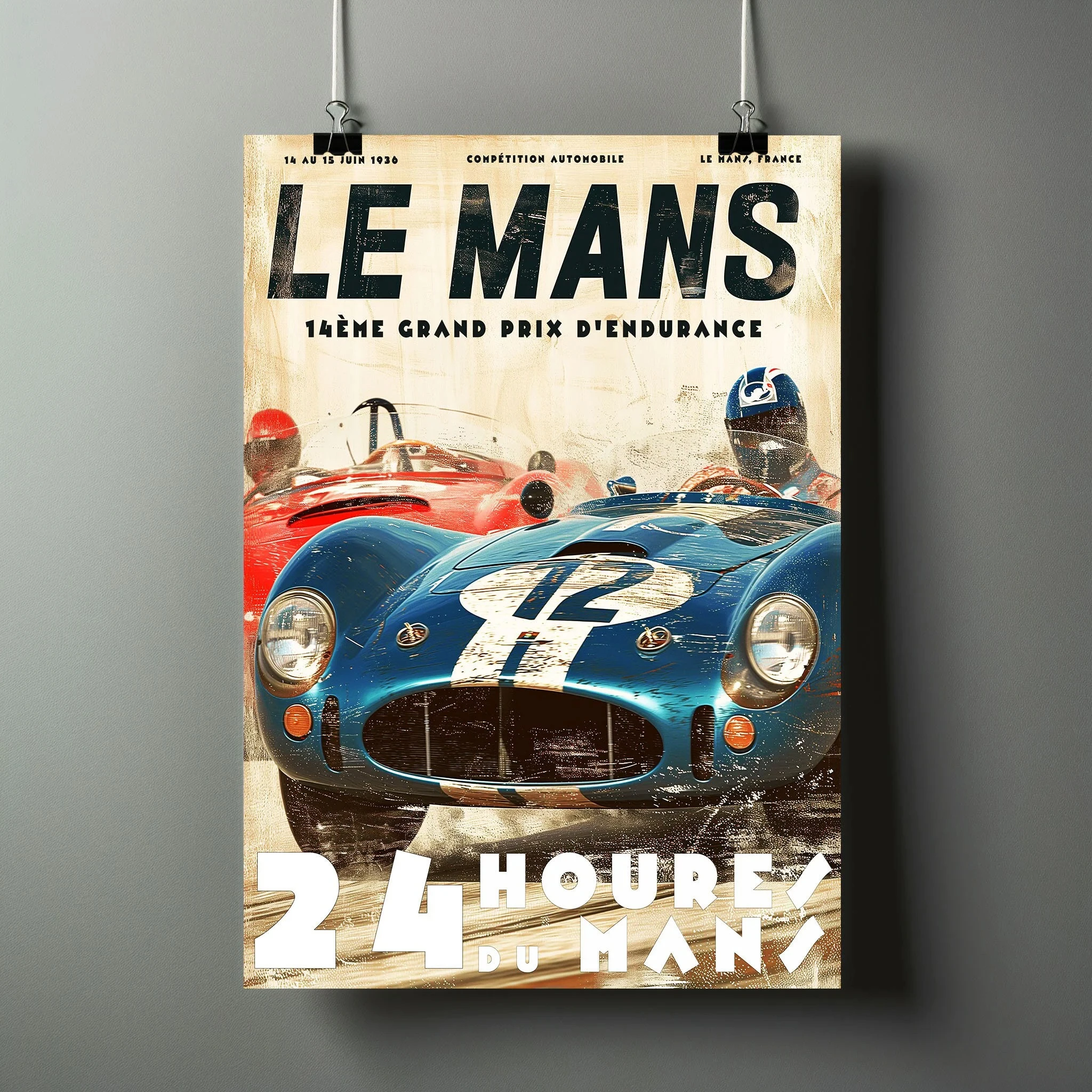 

Vintage Car Racing "LE MANS" 1930s Classic Car Poster Canvas Painting Wall Art Print For Living Bedroom Kids Nordic Decor