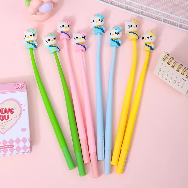 48pcs New Sanrio Hello Kitty Gel Pen Cute Shape Neutral Pen Student Stationery Gifts For Kids