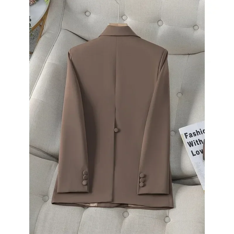 Fashion Autumn Winter Long Sleeve Blazer Women Apricot Black Brown Female Solid Ladies Jacket Coat For Business Work Wear