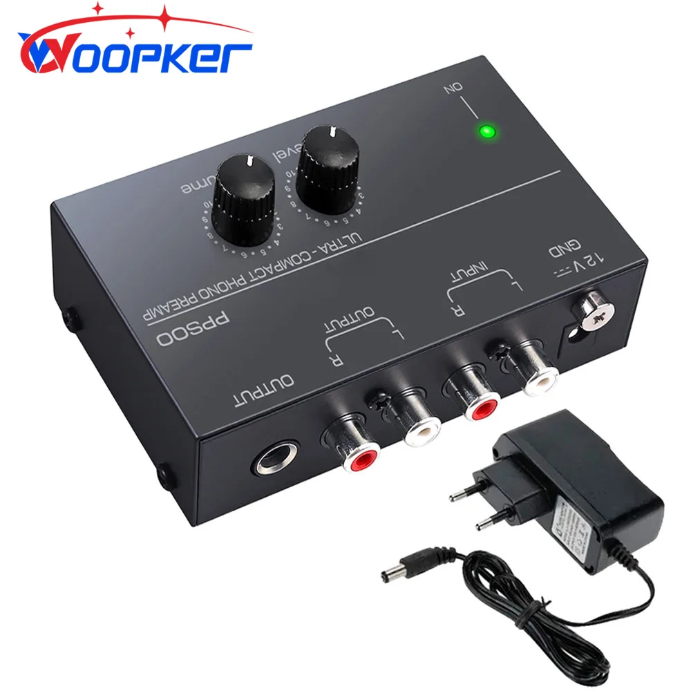 Woopker Phono Preamp PP500 Preamplifier with Bass Treble Balance Volume Adjustment Pre-amp Turntable Preamplificador