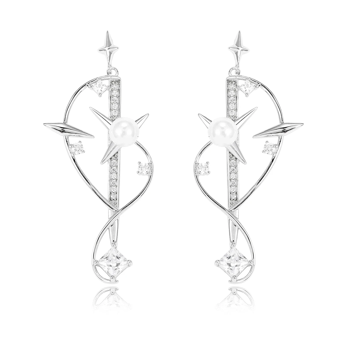 HAIKE S925 Pure Silver Pearl Earrings Original Dream Chasing Stars Earpin Fashion Exquisite Versatile Beauty Full Women 2024 New