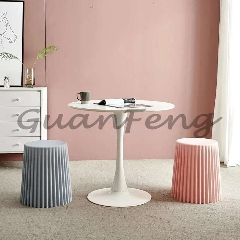 New Wrinkle Plastic Coffee Table,Macaroon Color,Living Room Side Table,Bedside Round Table,Creative Stool,Cake-shaped Home Decor