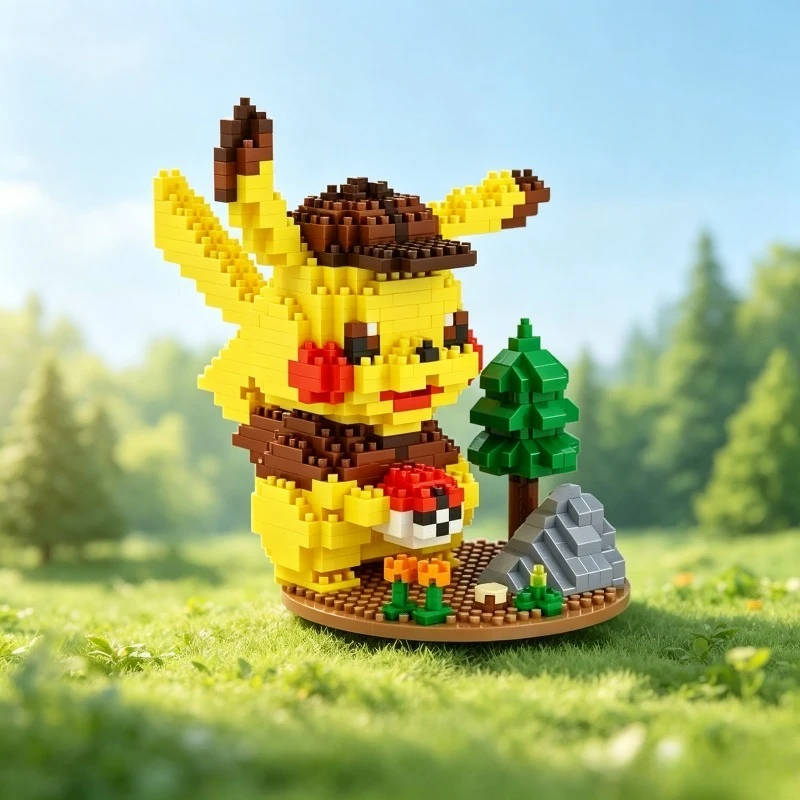 Small particle assembly Pikachu building block model elf three-dimensional children's puzzle building block cute ornament
