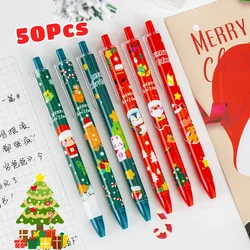 50Pcs/Lot Cute Christmas Press Gel Pens Cartoon Santa Claus Kawaii Christmas Gift Black Ink Pen Student School Office Supplies