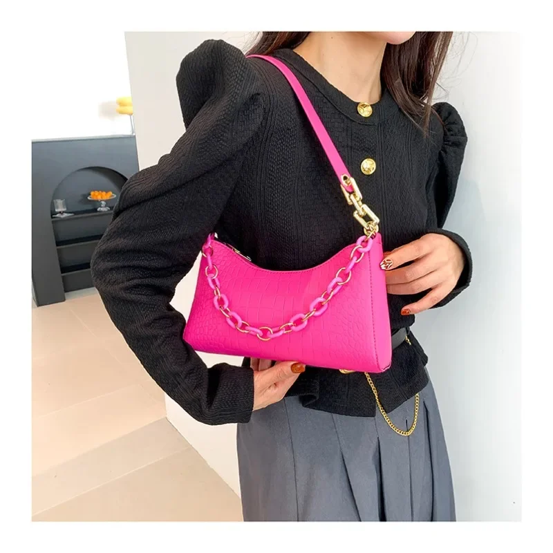 

B Design Shoulder Bag for Women New Fashion Crocodile Pattern Underarm Female Shoulder Bag Handbag Luxury Brand Shoulder Bag