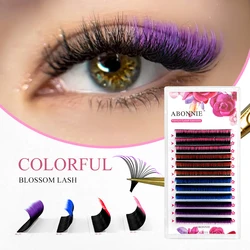 Abonnie Colorful Easy Fanning Fast Fan Blooming Eyelash Extensions Individual Lashes Automatic Flowering Volume Eyelash