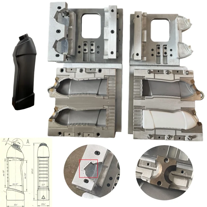 Extrusion Mold With Automatic Flash Trimming 2 Cavity HDPE Bottle Mold Oil Bottle Mold