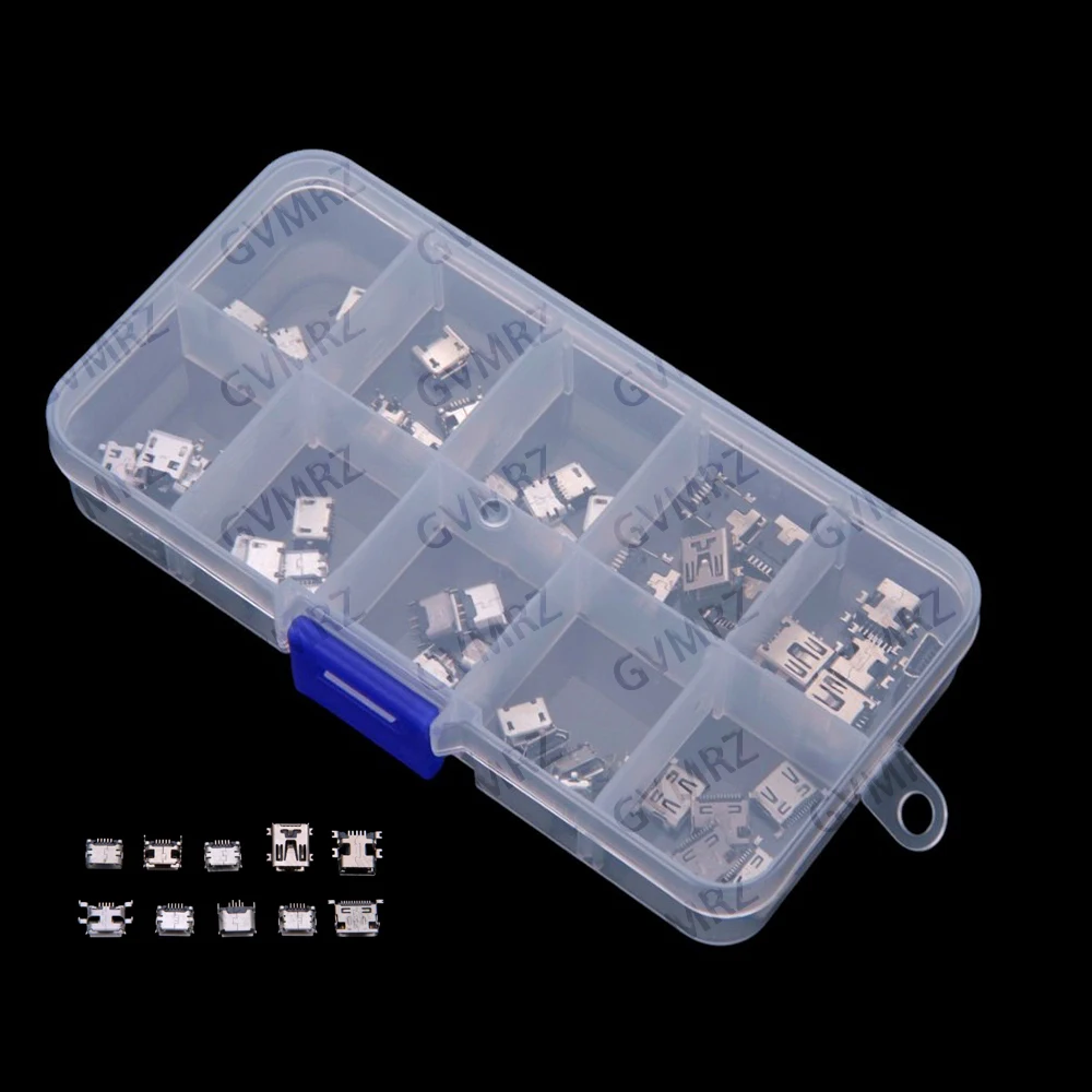 10Values ​​50PCS Micro MINI USB Female Connector Multiple Sizes of Android Charging Charging Jacks