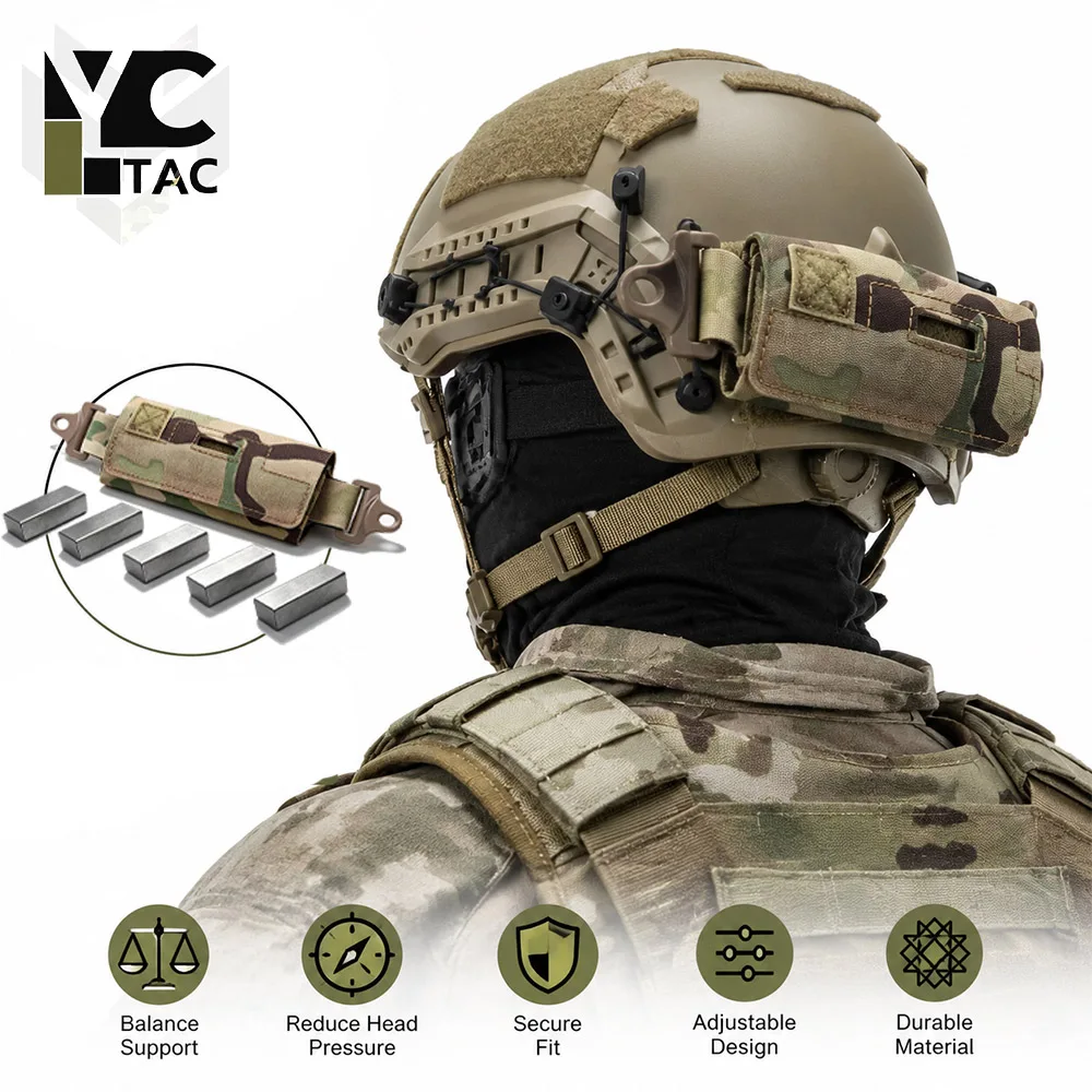 YCTAC Tactical Helmet Counterweight Pouch Bag  Airsoft Helmet Accessories with 5 Counter Blocks for Shooting Hunting Paintball