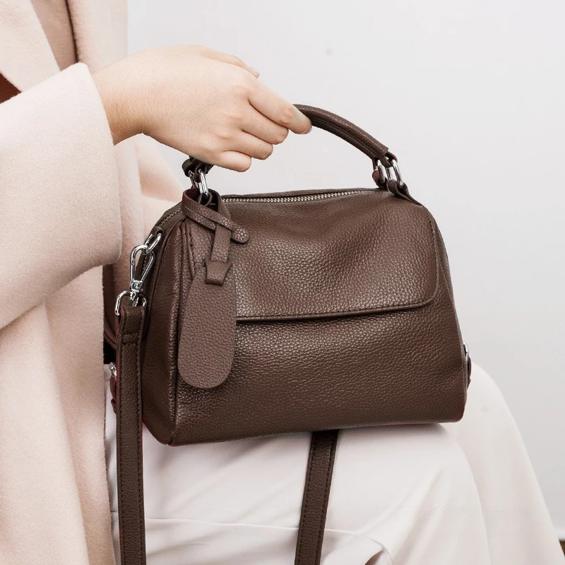 

Genuine Top Grain Leather Tote Bag for Women - Crossbody Shoulder Purse, Soft Casual Fashion Handbag with Convertible Straps