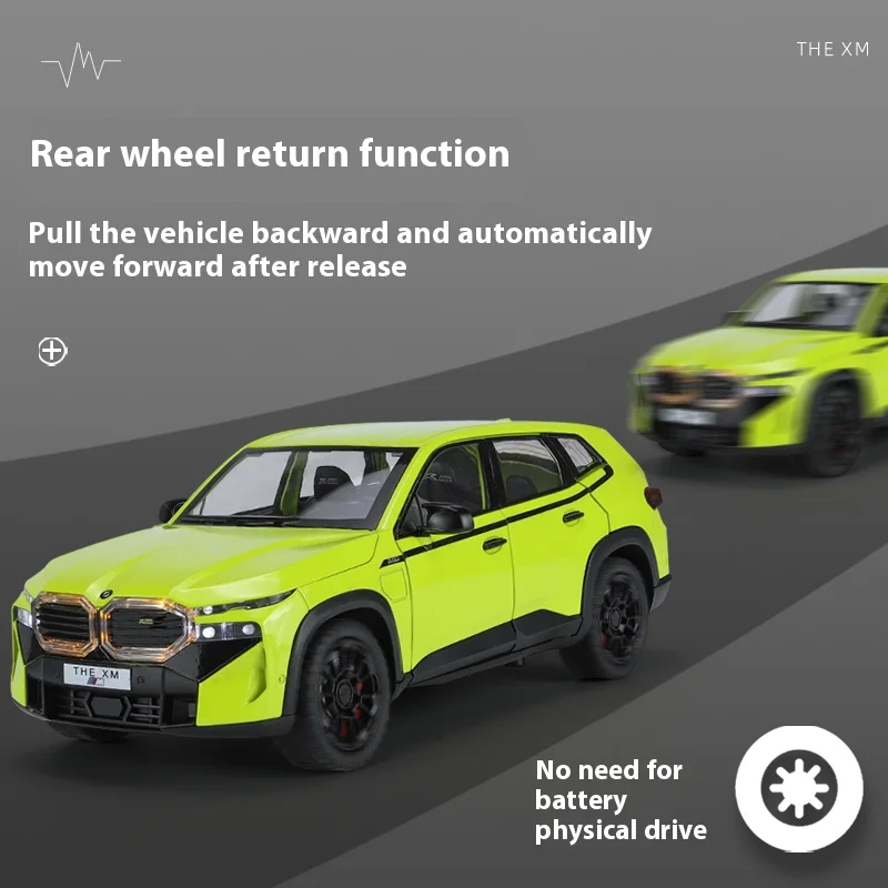 Jouets de voiture modèle en alliage XM 1/24, véhicule tout-terrain jouet avec fonction sonore et de retrait, jouets de voiture SUV, cadeau pour garçon