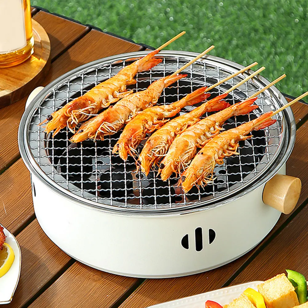 Barbecue Grill Home Barbecue Outdoor Camping Charcoal BBQ Stove Grills Mesh Portable Smokeless Barbecue Grill Pan Multifunction