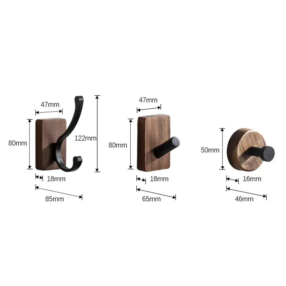 الخشب الألومنيوم جدار هوك لاصق الذهب الأسود الحمام الإبداعية معطف منشفة رداء حامل الباب خطاطيف ملابس حمام مفتاح شماعات مرحاض