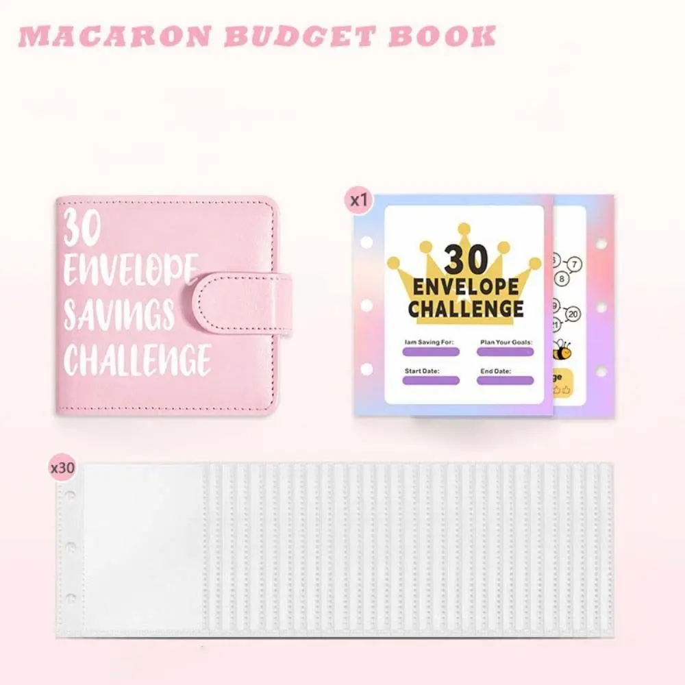 PU Leather Cash Saving Challenges 30Days Handbook Money Budget Binder Waterproof Financial Planner Envelope Challenge Binder