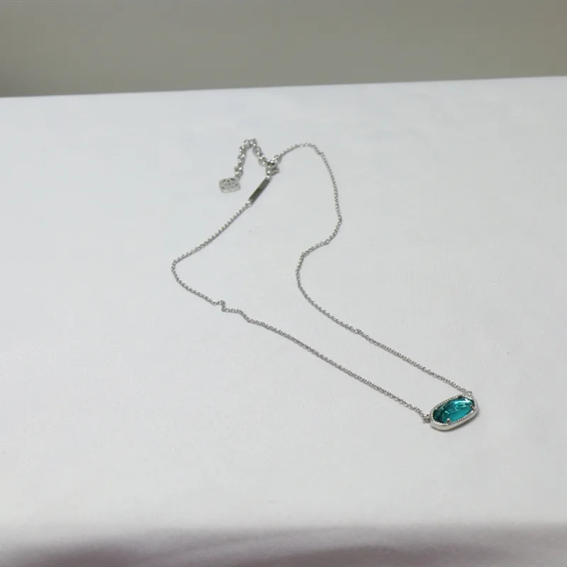 YEEVAA Geometric London Blue Clear Glass Gemstone Pendant Necklace for Women, Fashion Jewelry, Unique Gifts