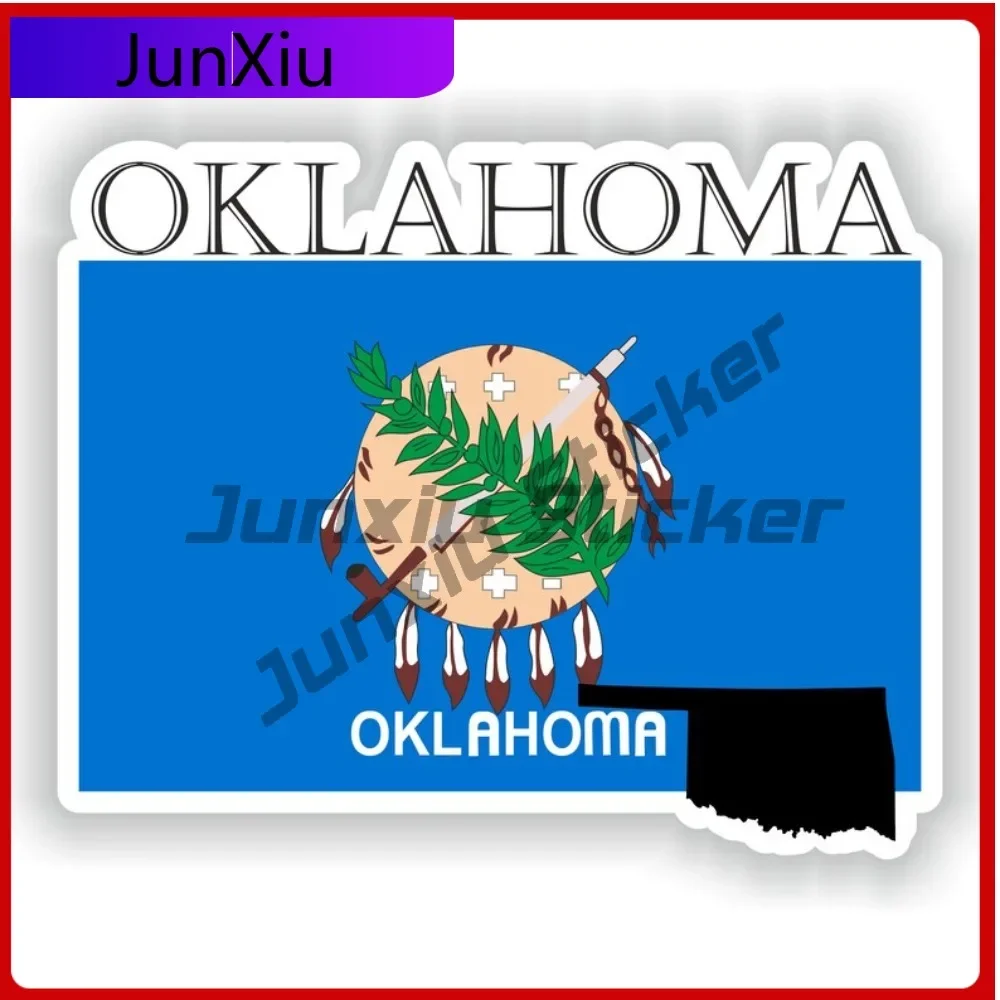

Oklahoma Flag National Emblem Map Outline Vinyl Sticker Adventure Motorcycle Stickers Custom Pictures Waterproof Decals Cover