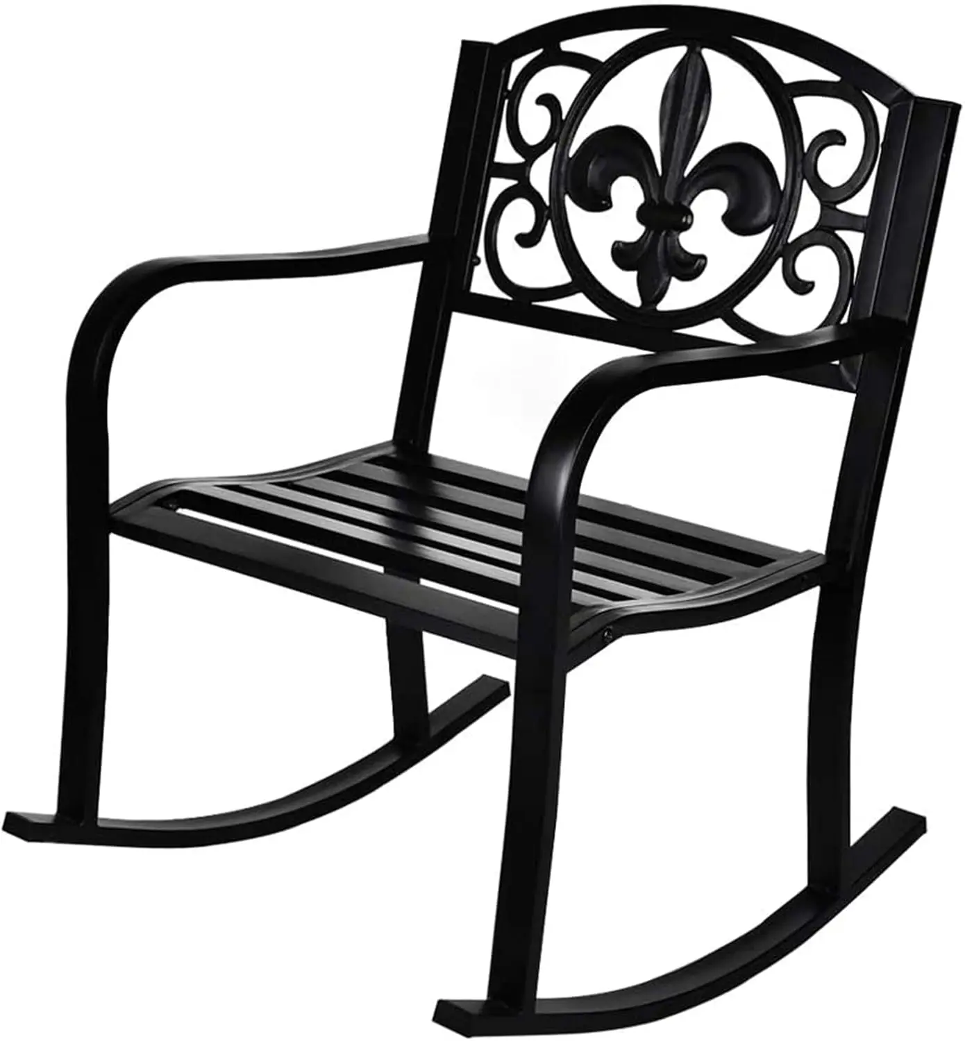 Silla de Metal para exteriores, balancín de Patio, silla Planeadora de hierro fundido para exteriores, cubierta, Patio trasero, jardín, terraza, Bla (1)