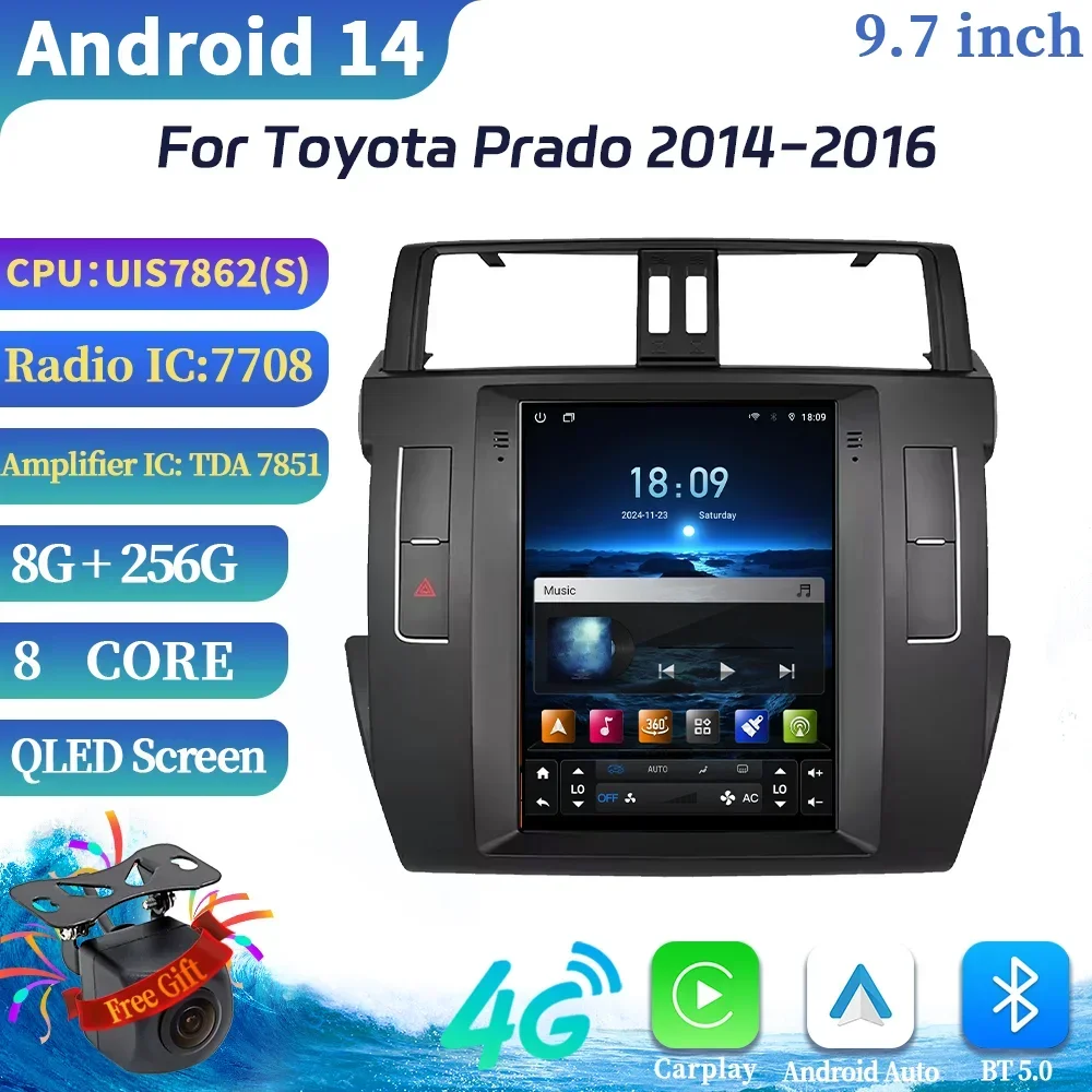 9.7inch For Toyota Prado 2014-2016 Android Auto Radio Car Radio Multimedia GPS Carplay Multimedia Navigation Screen Stereo GPS