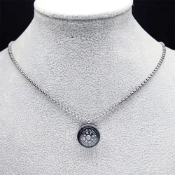 Trendy Compass Pendant Necklace for Women/Men Stainless Steel Silver Color Necklaces Christmas Gifts Jewelry colar feminino