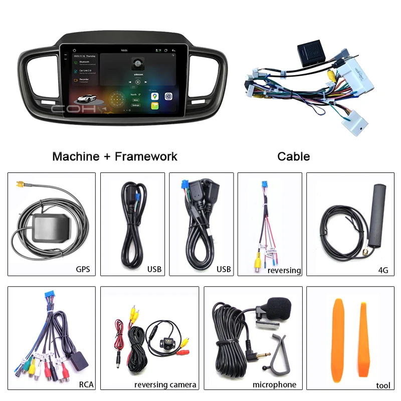 10 Inch For Kia Sorento 2015-2018 Android 13 8-Core 12G+256G Car Multimedia Player Stereo Receiver Radio GPS 4G WIFI Carplay DSP