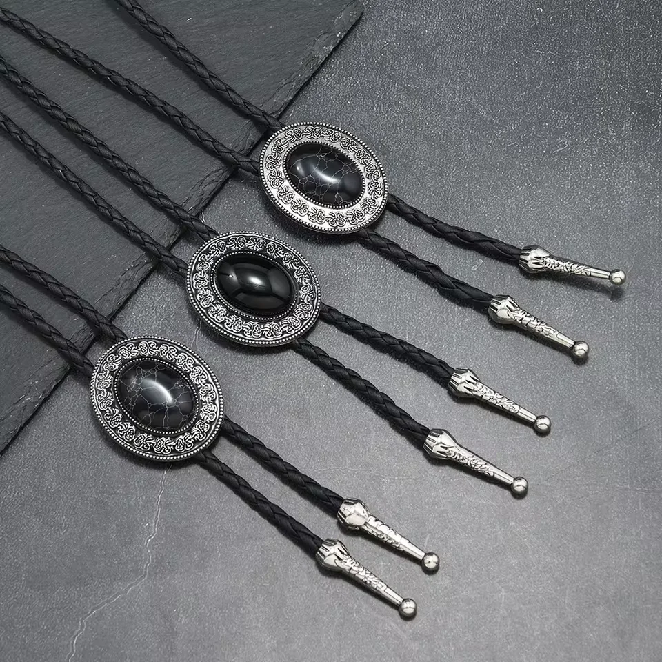 Vintage Adjustable Rope Bolo Tie Unique Sweater Chain for Men Women Leather Adjustable Necktie Fashion Accessory