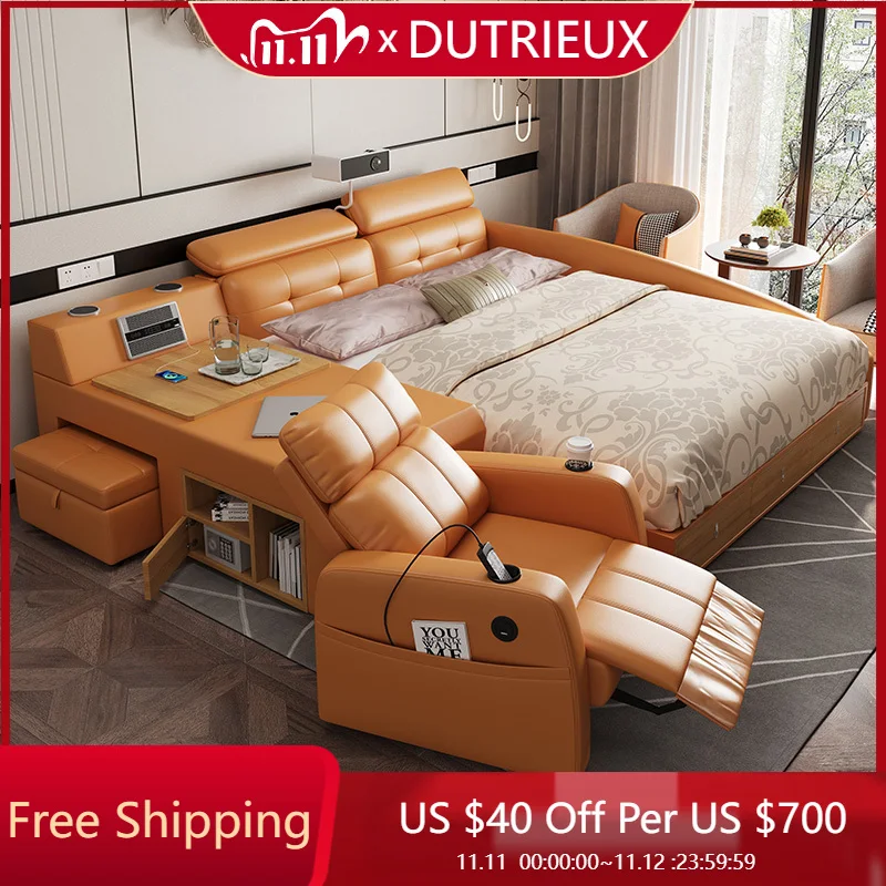 

Comfortable Space Saving Bed Wooden Floor Modern Double King Size Chinese Style Bed Lounge Cama Solteiro Lounge Suite Furniture